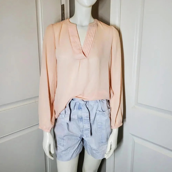 Spense Light Pink Peach Sheer V-Neck Blouse Women's Size Small EUC - Picture 1 of 15